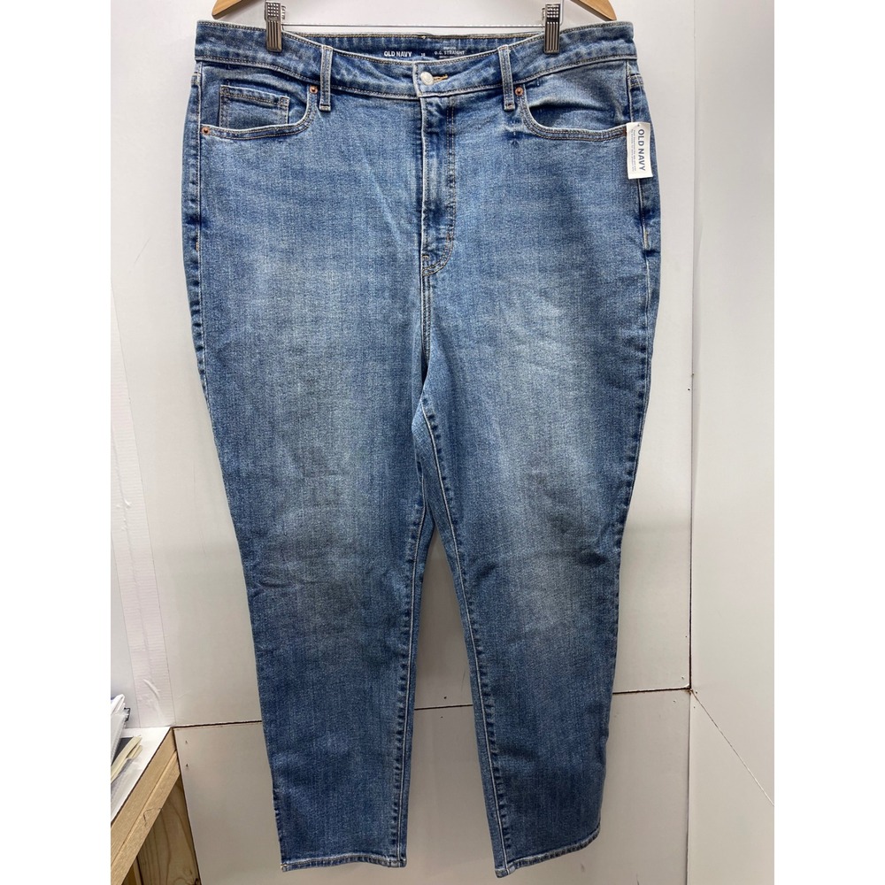 Old Navy Womens High-Rise OG Straight Jeans Medium Wash Blue Size 18 Ankle NWT